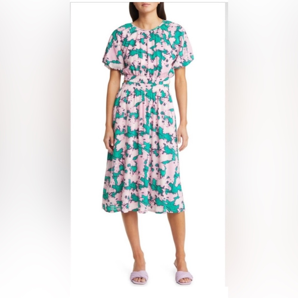 Chelsea28 Puff Sleeve Side Cutout Organic Cotton Blend Dress in Size X-Small